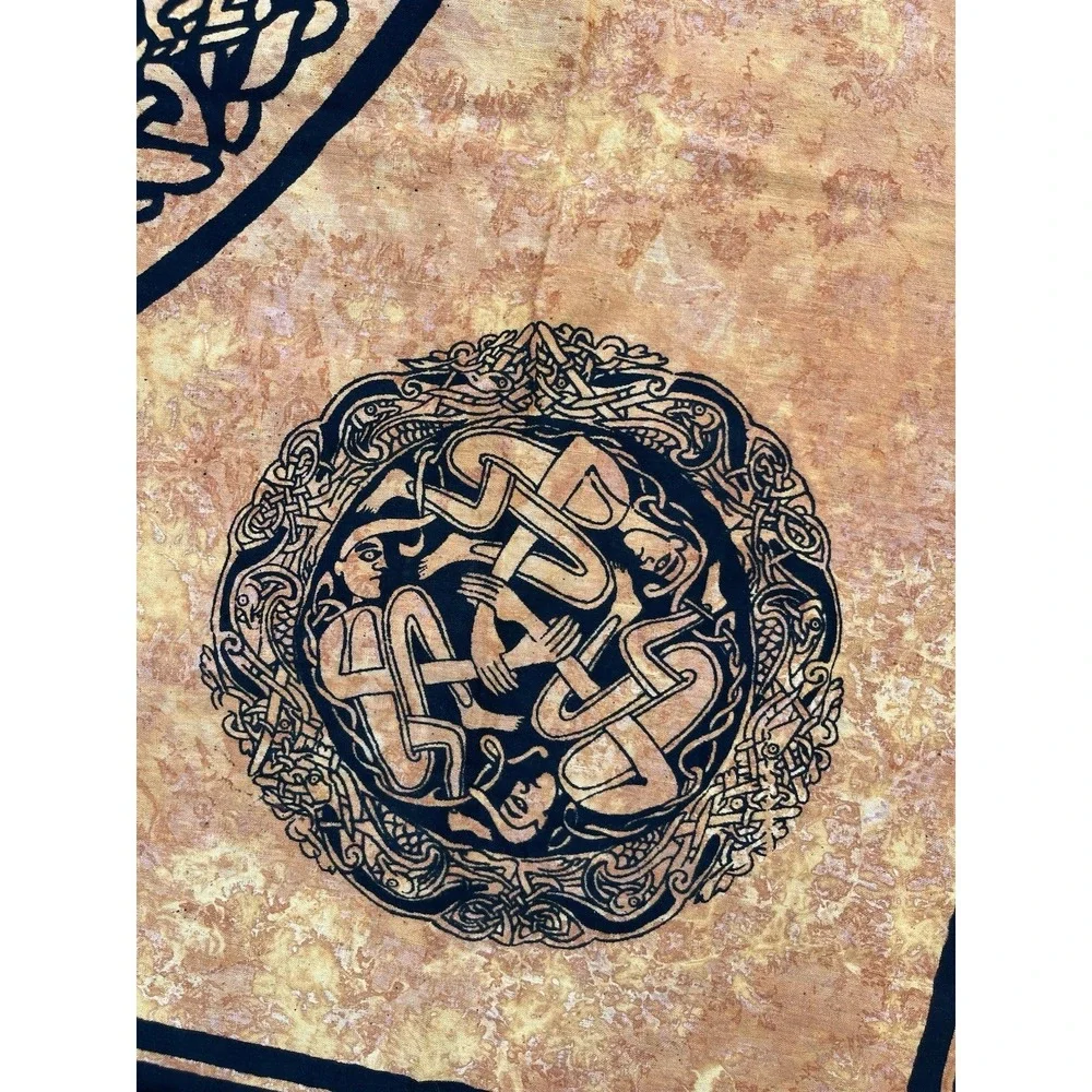 Vintage Tablecloth Wall Art Curtain Endless Knot Celtic Batik Book of Kells